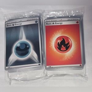 Factory Sealed Pokémon Basic Energy Cards - Water & Fire (Blue, Orange)